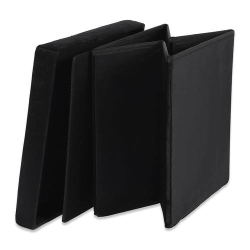 Pufa składana L z guzikami - 38x38x38cm aksamit czarna