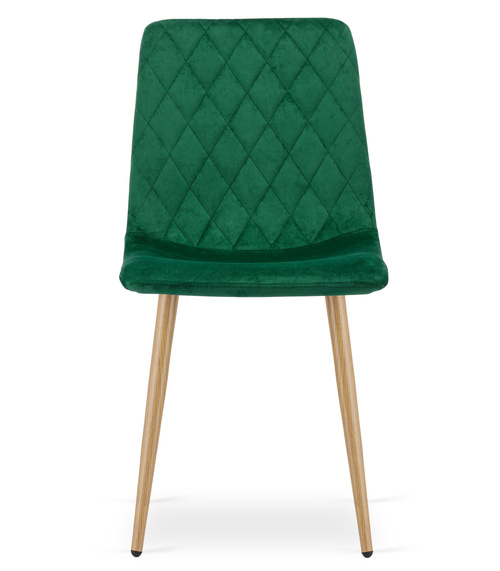 Krzesło TURIN - ciemna zieleń aksamit / nogi kolor drewna x 2