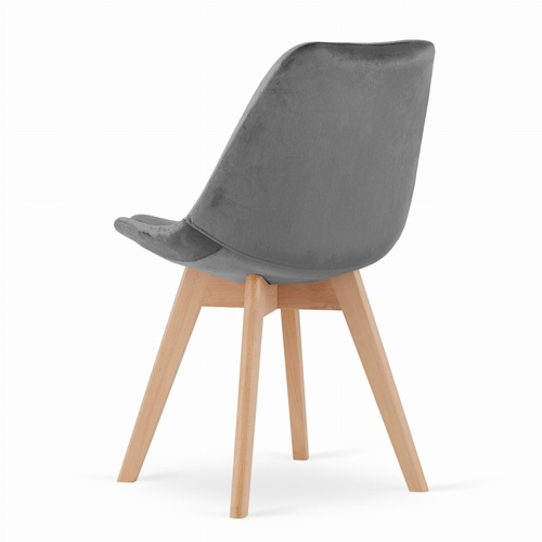 Krzesło NORI - szary ciemny aksamit - nogi naturalne x 1