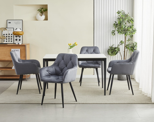 Krzesło JORK - ciemny szary aksamit / nogi czarne x 2