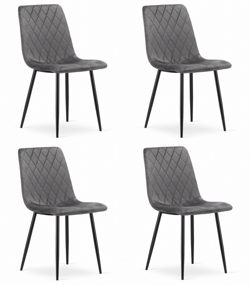 Krzesło TURIN - ciemny szary aksamit x 4