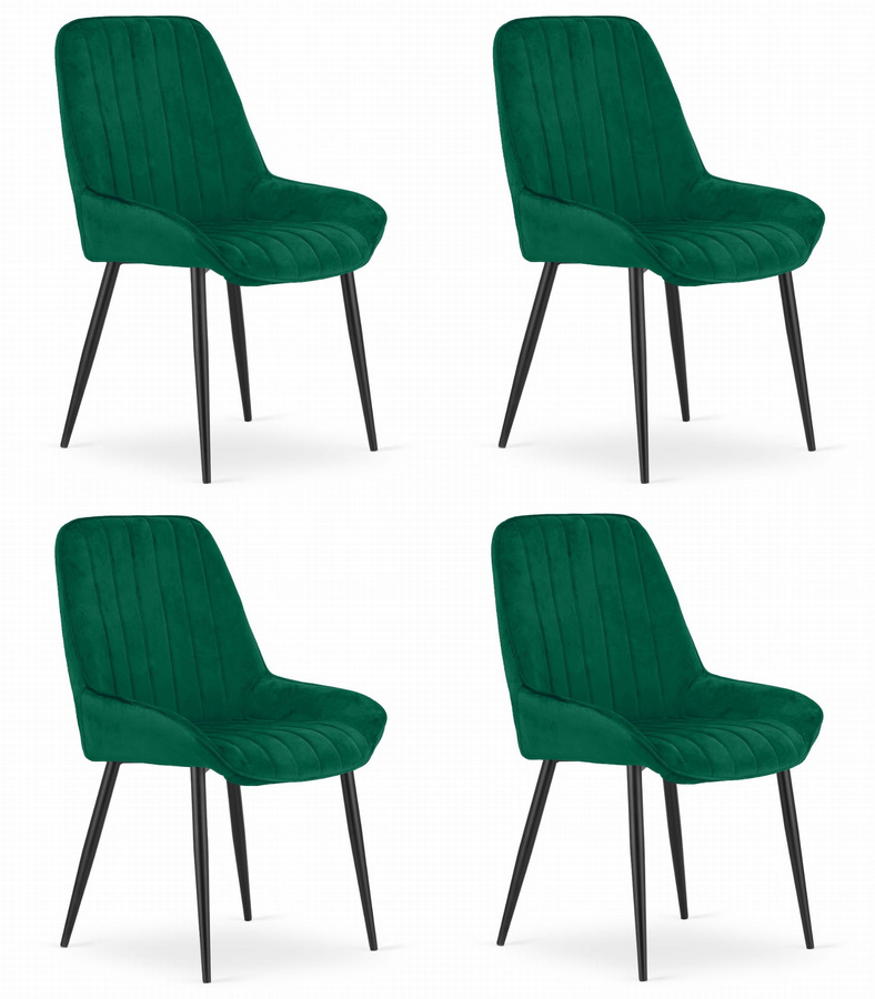 Krzesło LARY - ciemna zieleń aksamit x 4