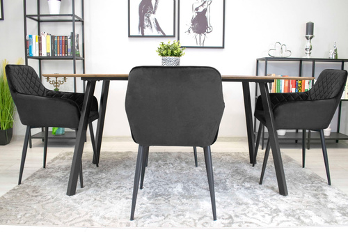 Krzesło NOLA - aksamit czarny / nogi czarne x 2