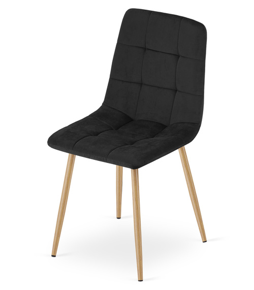 Krzesło KARA - czarny aksamit / nogi kolor drewna x 2