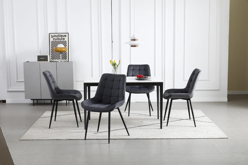 Krzesło BERA - ciemny szary aksamit / nogi czarne x 3