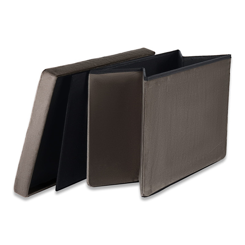 Pufa składana XL z guzikami - 60x38x38cm aksamit brąz