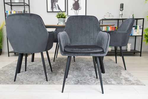 Krzesło LUGO - aksamit ciemny szary / nogi czarne x 2