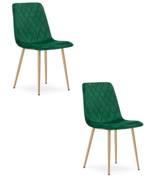 Krzesło TURIN - ciemna zieleń aksamit / nogi kolor drewna x 2