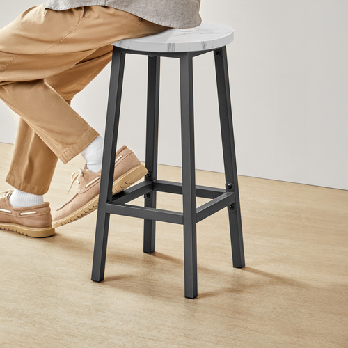 Taboret barowy - marmur / nogi czarne