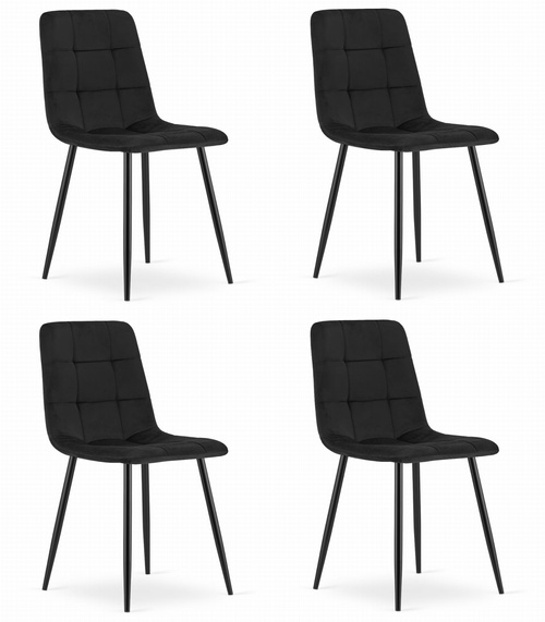 Krzesło KARA - czarny aksamit x 4