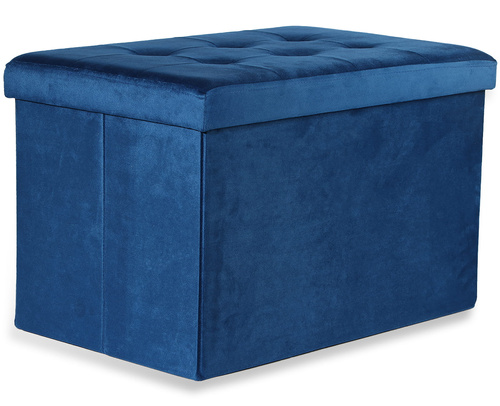 Pufa składana XL z guzikami - 60x38x38cm aksamit granat x 4