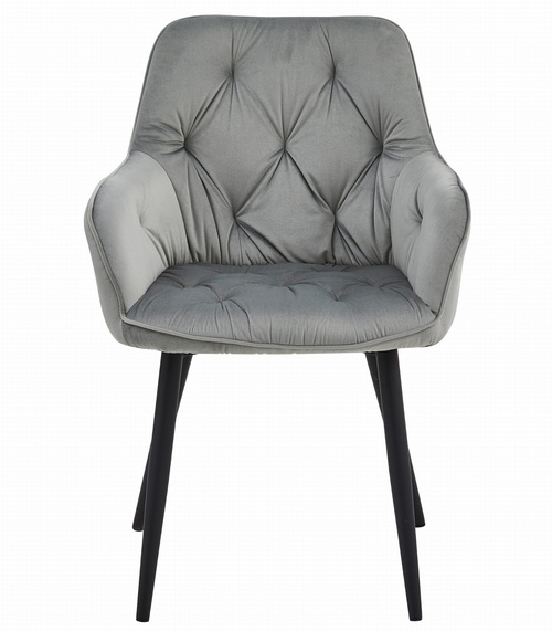 Krzesło JORK - aksamit srebrno-szary / nogi czarne x 1