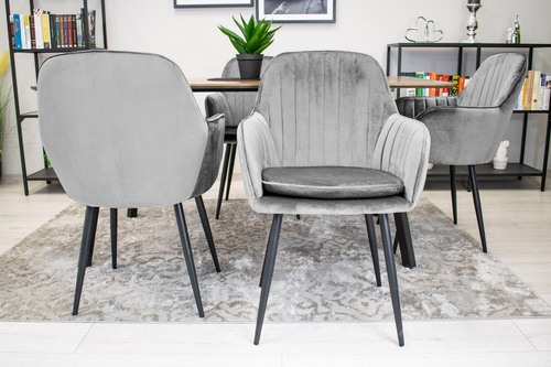 Krzesło LUGO - aksamit srebrno-szary / nogi czarne x 1