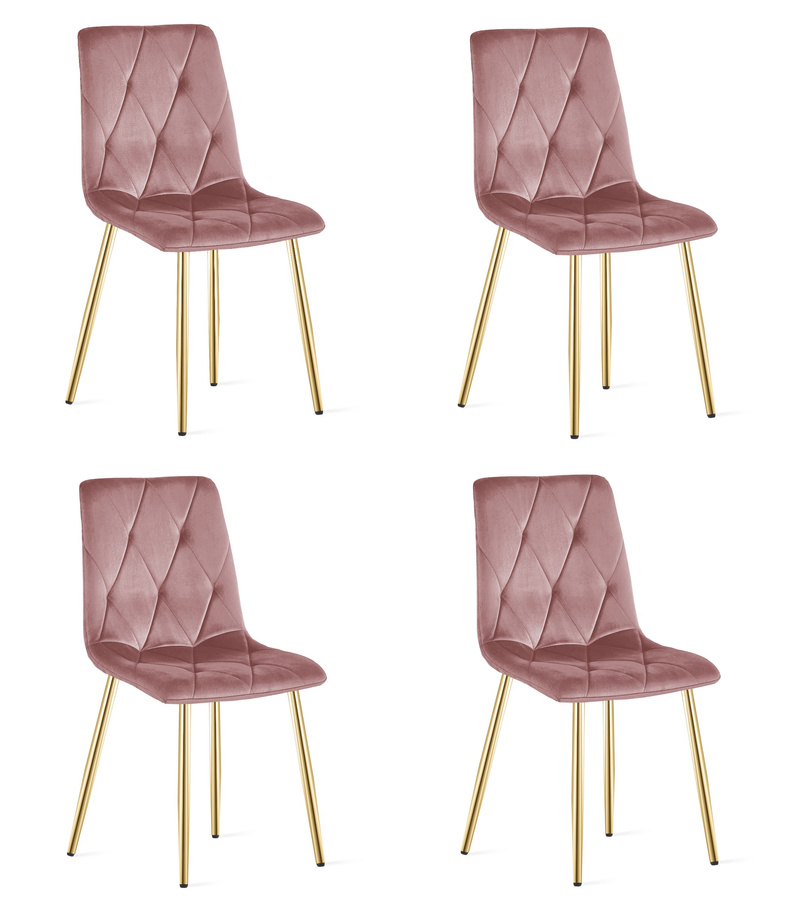 Krzesło LIBRA - różowy aksamit / nogi kolor złoty x 4
