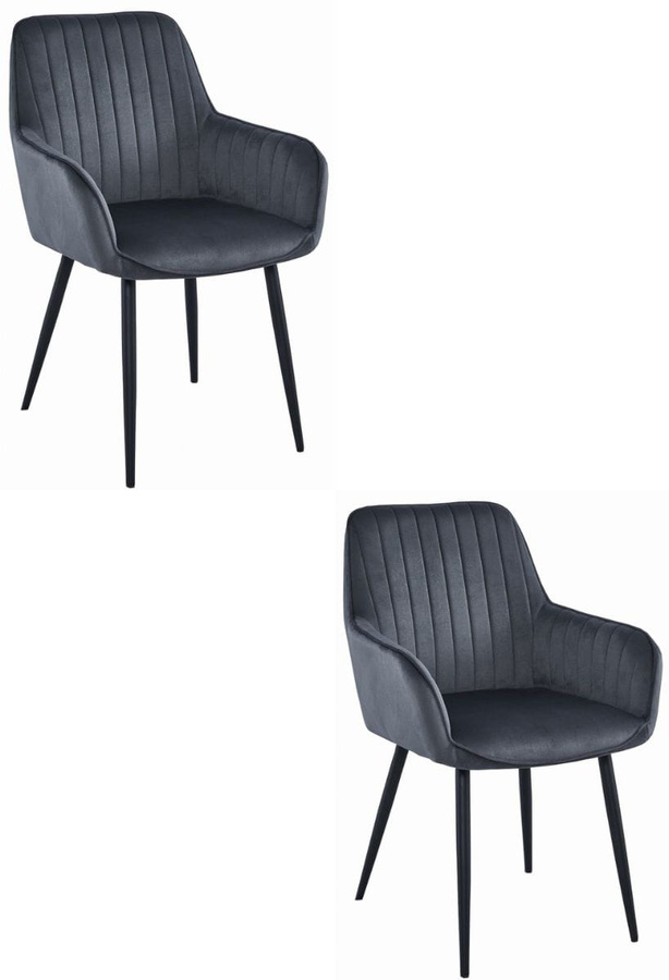 Krzesło SOLDEN - aksamit ciemny szary / nogi czarne x 2