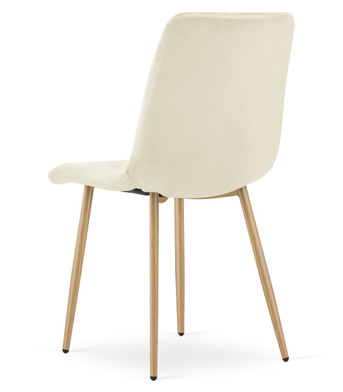 Krzesło TURIN - jasny beż aksamit / nogi kolor drewna x 4