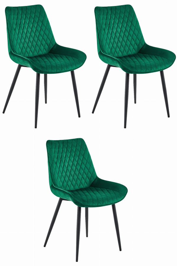 Krzesło VERDO - ciemna zieleń aksamit / nogi czarne x 3