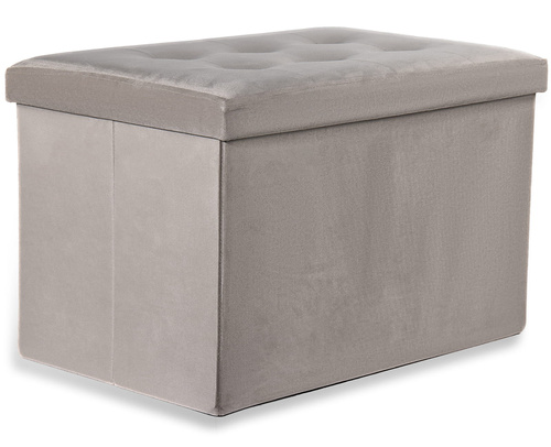 Pufa składana XL z guzikami - 60x38x38cm aksamit beż x 4