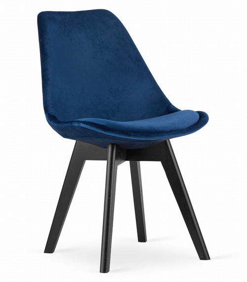 Krzesło NORI - niebieski aksamit - nogi czarne x 3