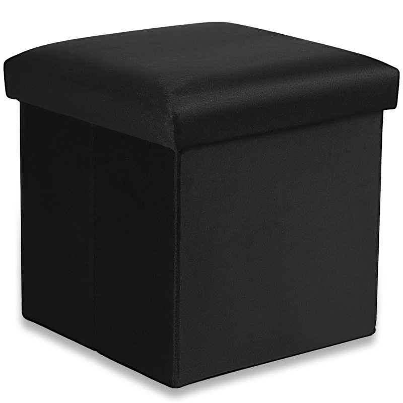 Pufa składana M - 30x30x30cm aksamit czarna