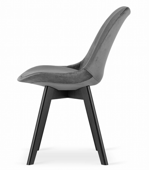 Krzesło NORI - szary ciemny aksamit - nogi czarne x 1