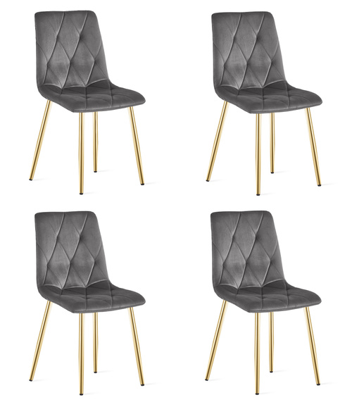 Krzesło LIBRA - ciemny szary aksamit / nogi kolor złoty x 4