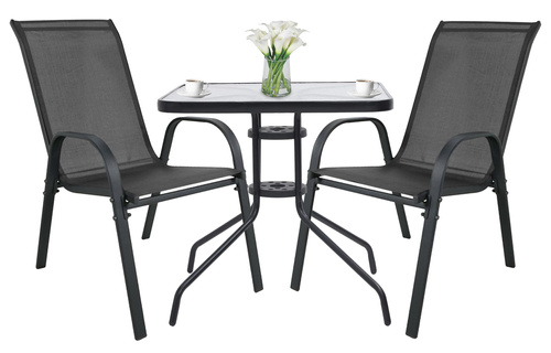 Stół kwadratowy ISLAND 60cm + 2x Krzesło SOFIA ciemny szary