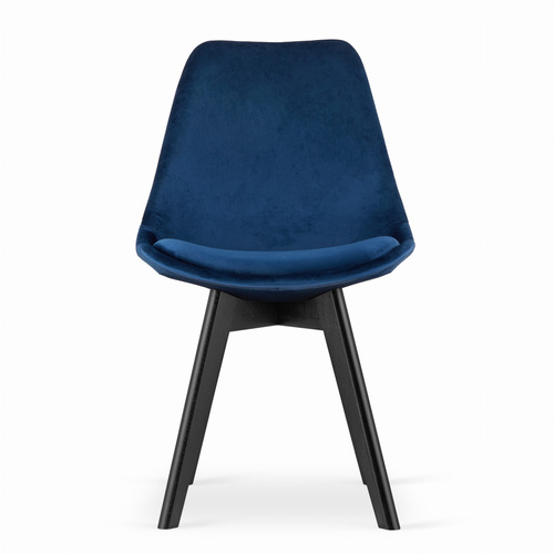 Krzesło NORI - niebieski aksamit - nogi czarne x 3