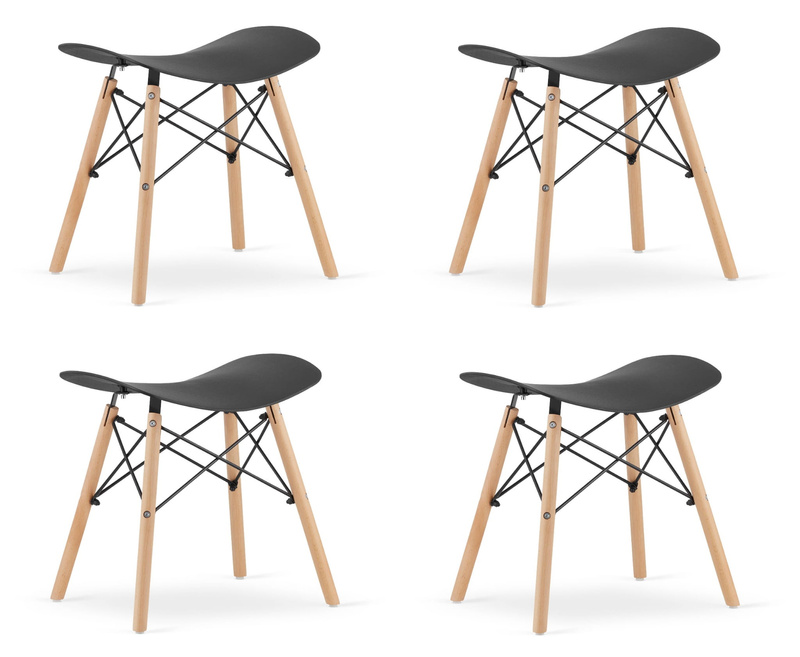 Taboret KORFU - czarny x 4