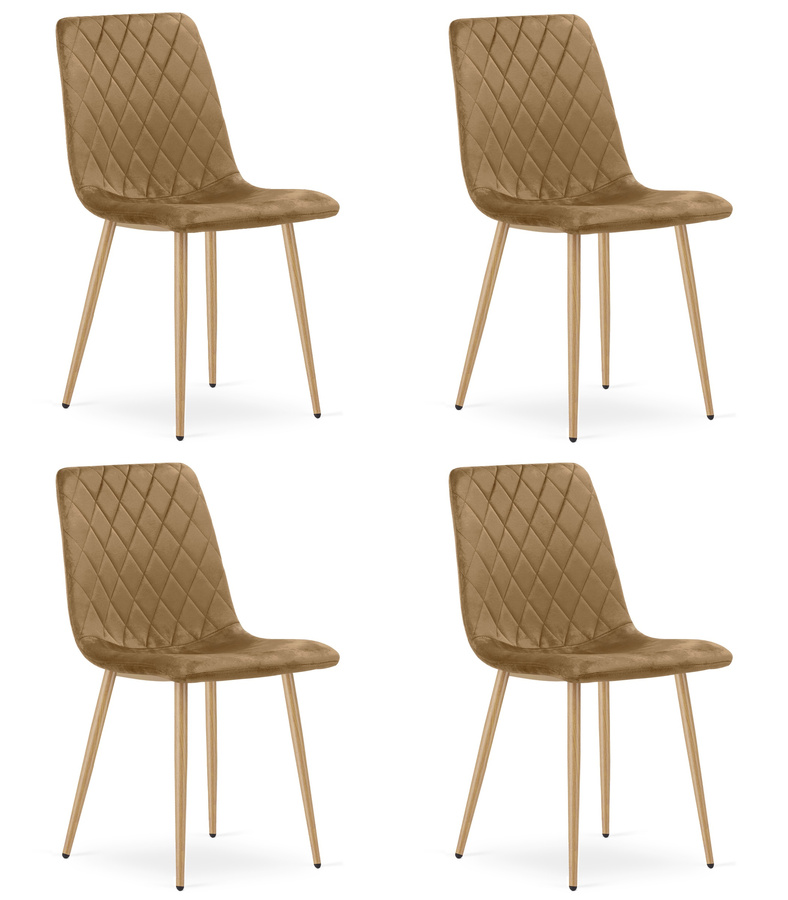 Krzesło TURIN - brązowy aksamit / nogi kolor drewna x 4