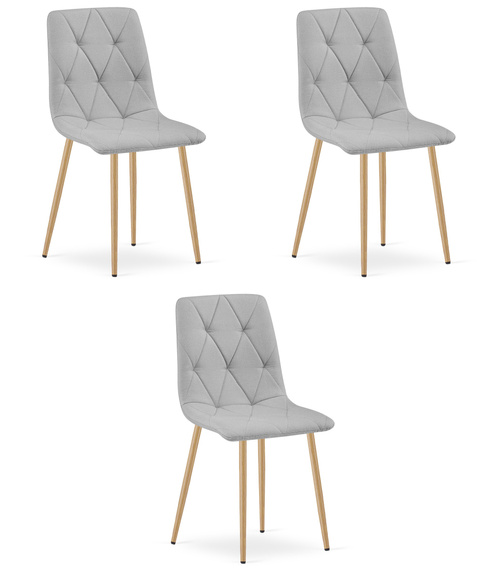 Krzesło LIBRA - jasny szary materiał / nogi kolor drewna x 3