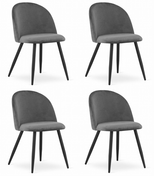 Krzesło BELLO - aksamit ciemnoszare / nogi czarne x 4