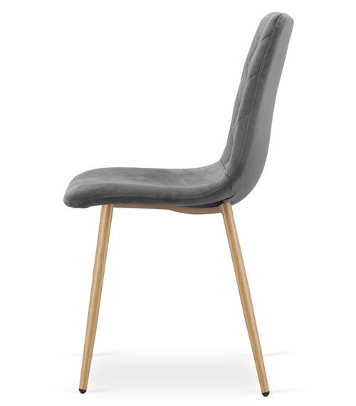 Krzesło TURIN - ciemny szary aksamit / nogi kolor drewna x 3