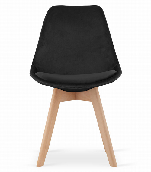 Krzesło NORI - czarny aksamit - nogi naturalne x 1