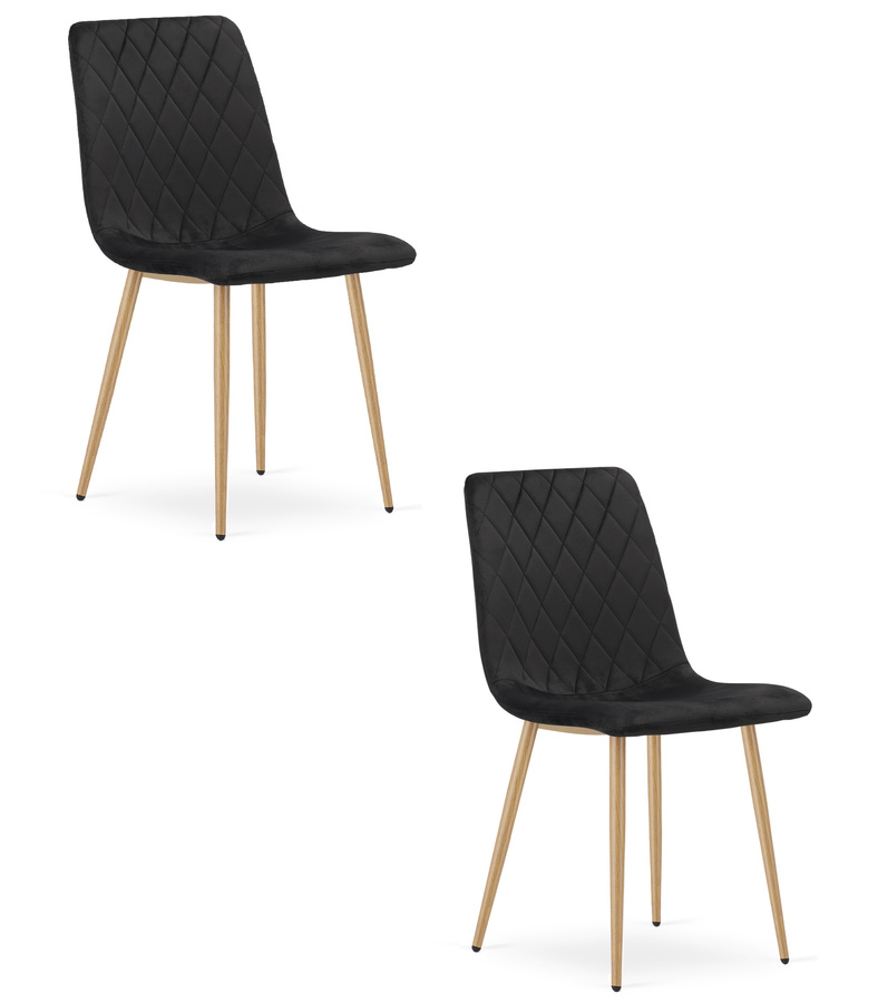 Krzesło TURIN - czarny aksamit / nogi kolor drewna x 2