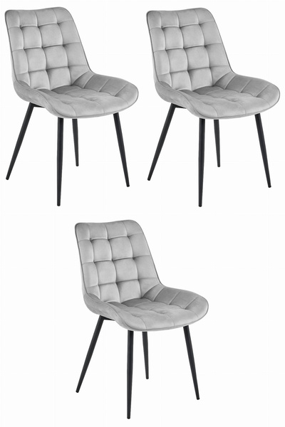 Krzesło BERA - aksamit srebrno-szary / nogi czarne x 3