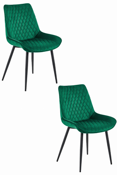 Krzesło VERDO - ciemna zieleń aksamit / nogi czarne x 2
