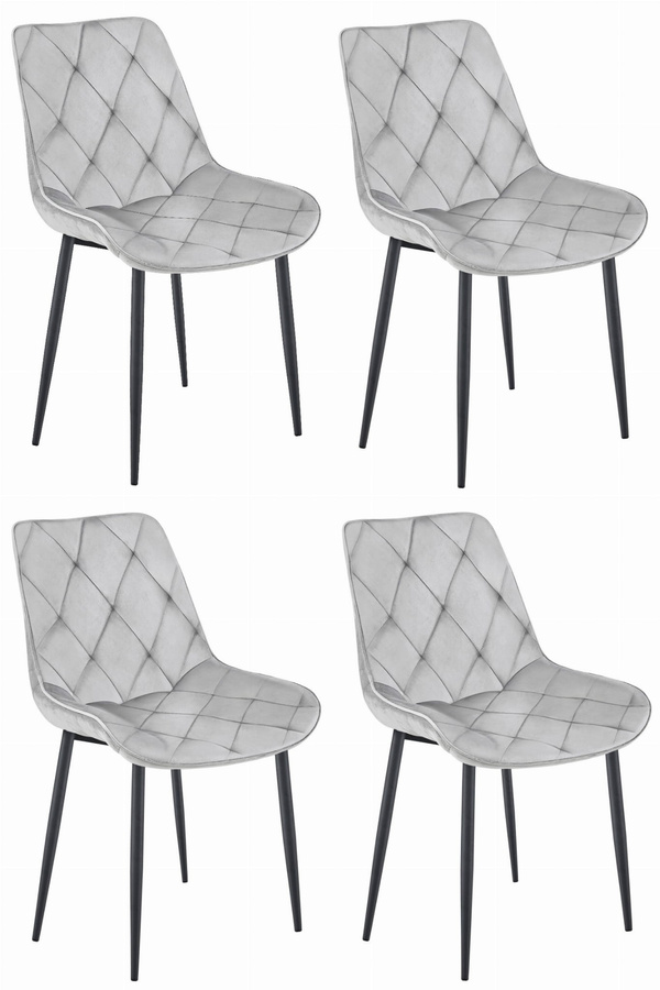 Krzesło TOR - aksamit srebrno-szary / nogi czarne x 4