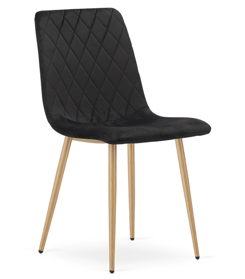 Krzesło TURIN - czarny aksamit / nogi kolor drewna x 1