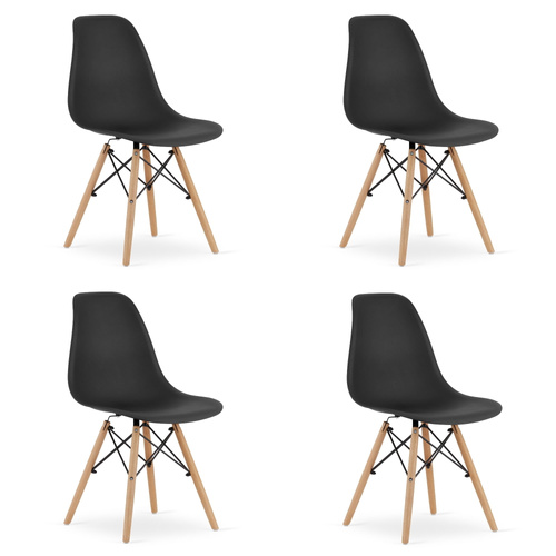 Krzesło OSAKA czarne / nogi naturalne x 4