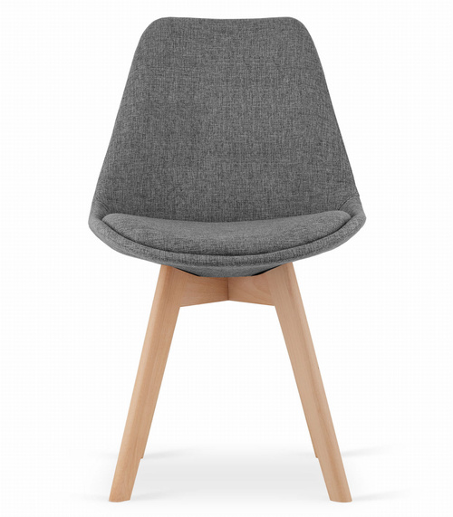 Krzesło NORI - szary materiał bez guzików - nogi naturalne x 3