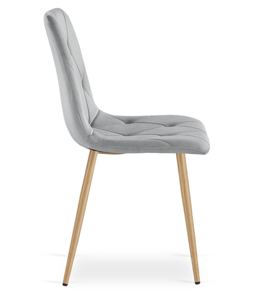 Krzesło LIBRA - jasny szary aksamit / nogi kolor drewna x 2