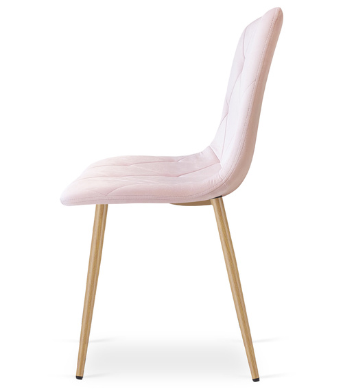 Krzesło LIBRA - jasny róż aksamit / nogi kolor drewna x 2