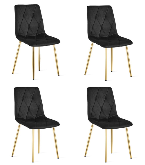 Krzesło LIBRA - czarny aksamit / nogi kolor złoty x 4