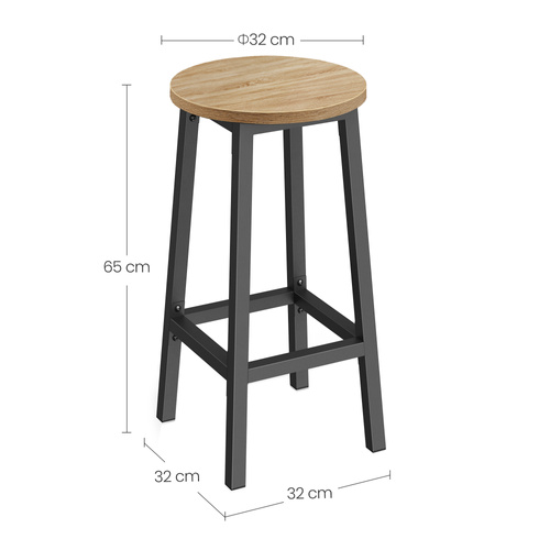 Taboret barowy - dąb sonoma / nogi czarne
