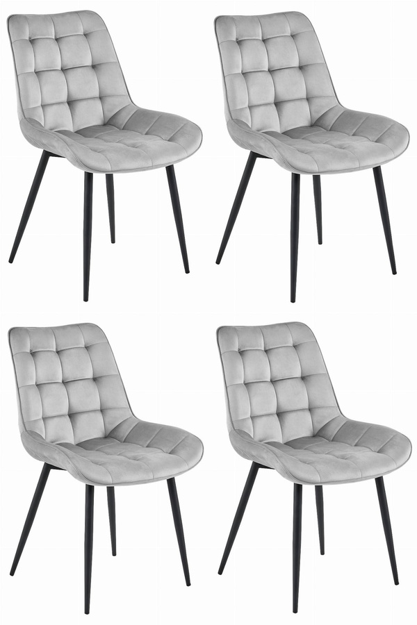 Krzesło BERA - aksamit srebrno-szary / nogi czarne x 4