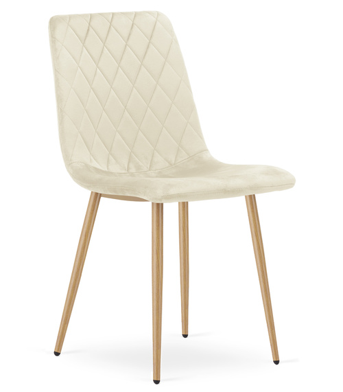 Krzesło TURIN - jasny beż aksamit / nogi kolor drewna x 4