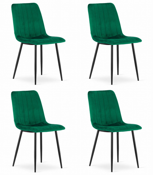 Krzesło LAVA - ciemna zieleń aksamit x 4