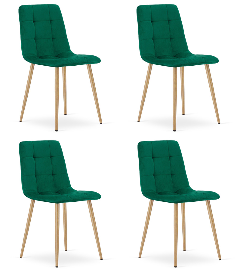 Krzesło KARA - ciemna zieleń aksamit / nogi kolor drewna x 4