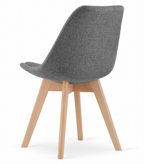 Krzesło NORI - szary materiał bez guzików - nogi naturalne x 3